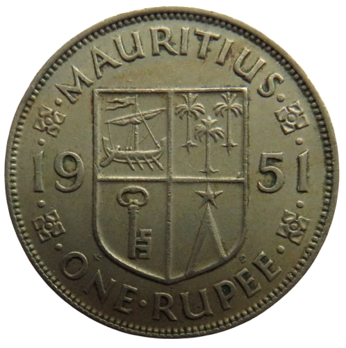 1951 King George Mauritius One Rupee Coin
