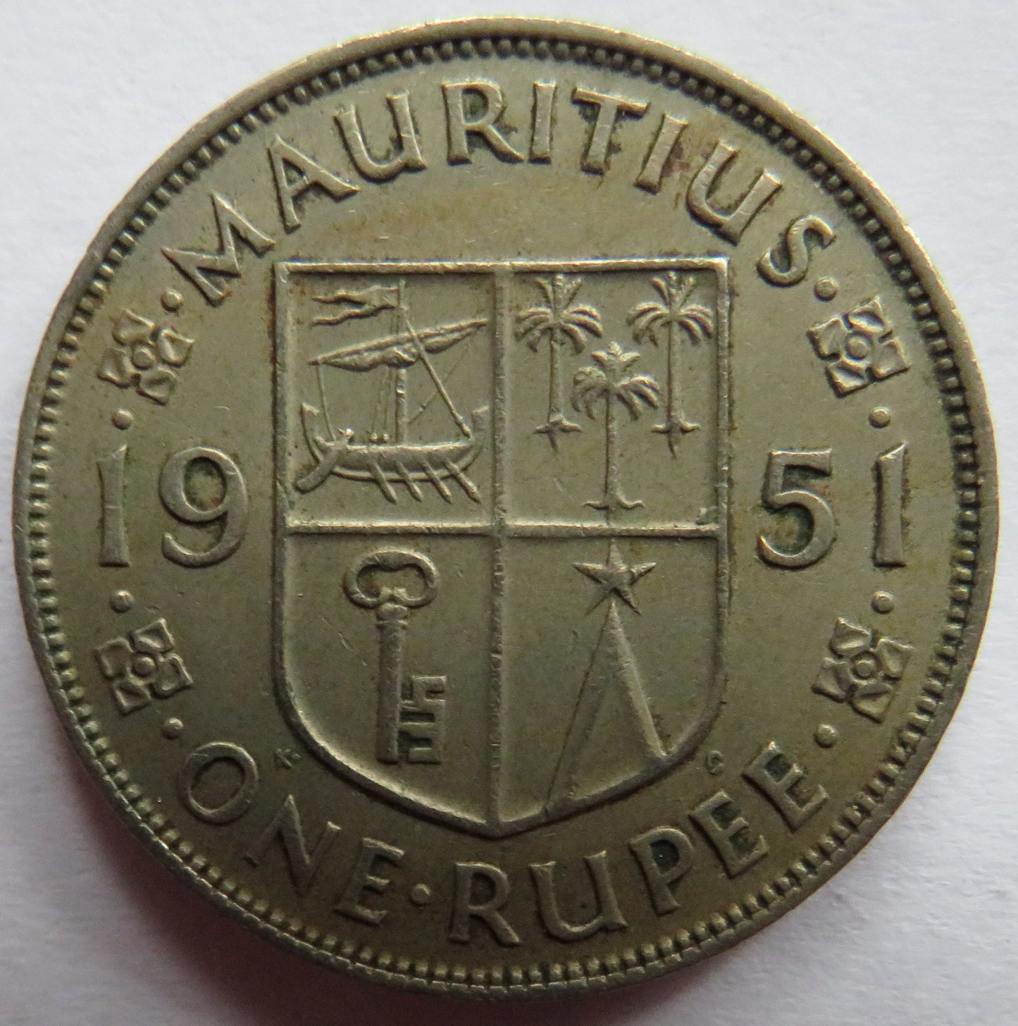 1951 King George Mauritius One Rupee Coin