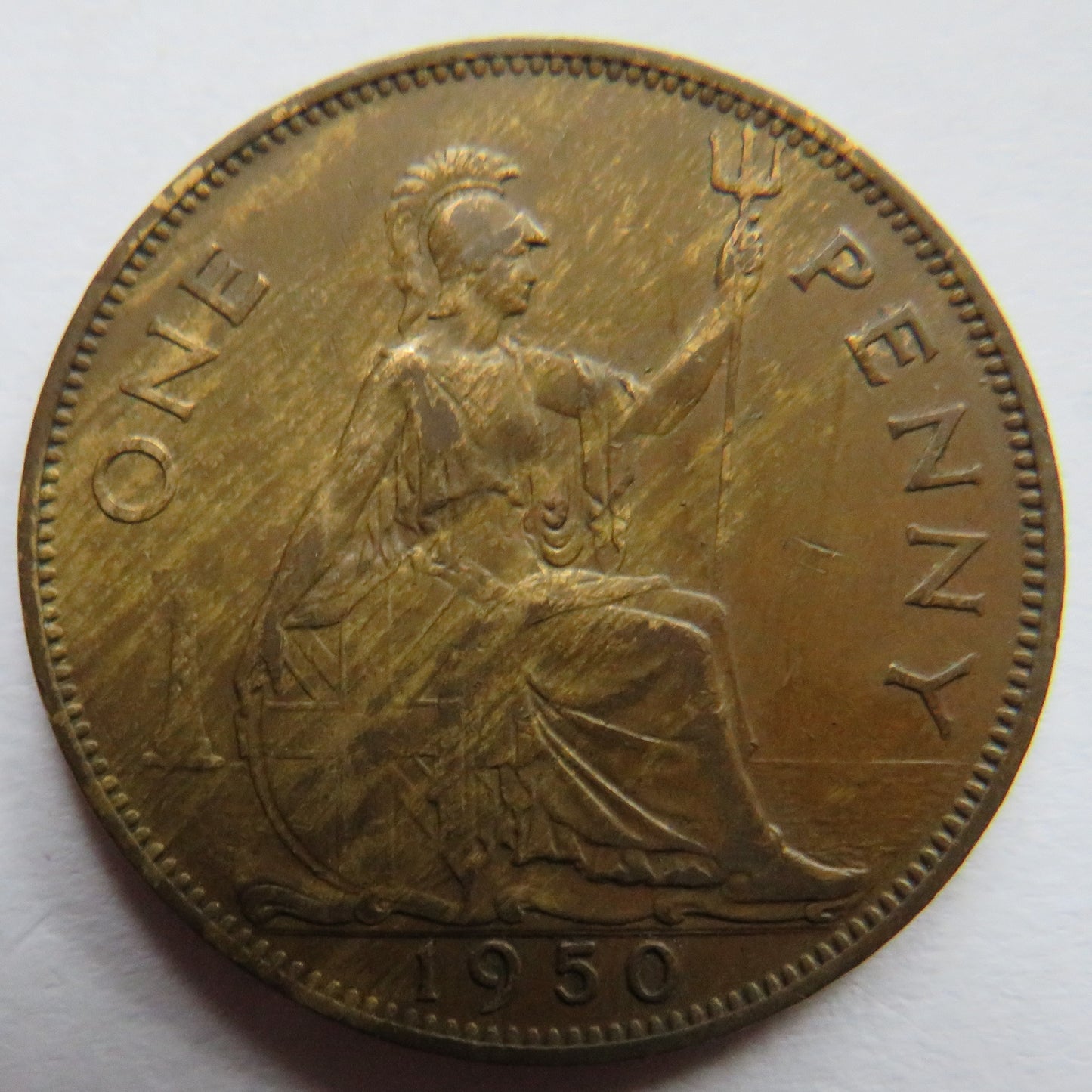 1950 King George VI One Penny Coin - Scarce Date - Great Britain