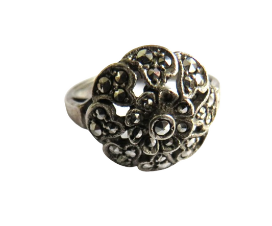 Vintage Ladies Silver & Marcasite Ring - UK Size I & 1/2