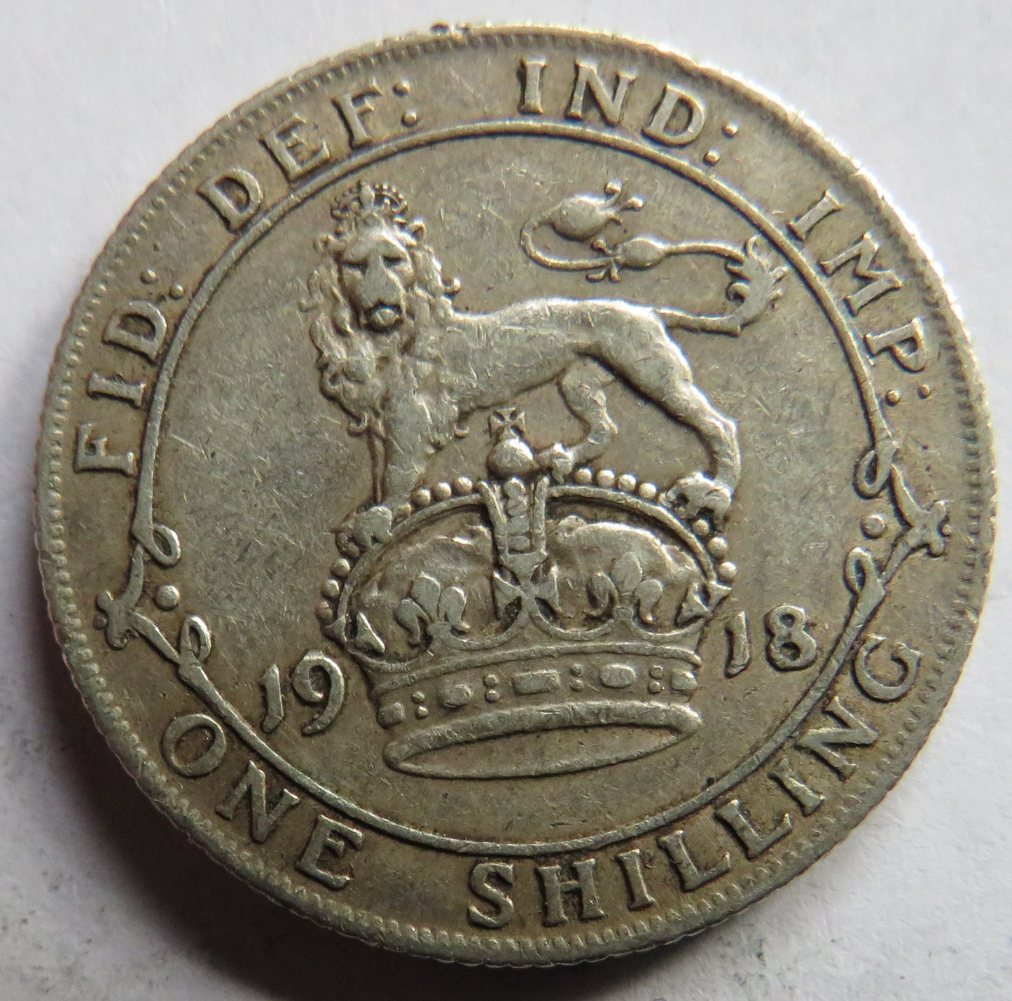 1918 King George V Silver Shilling Coin - Great Britain