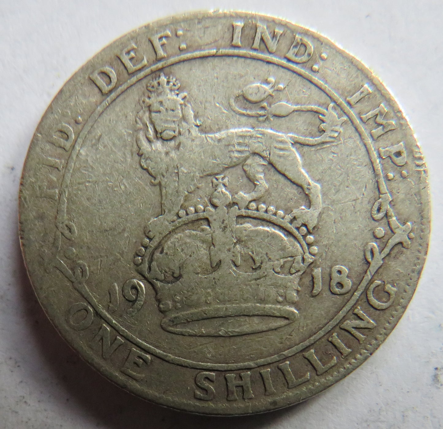 1918 King George V Silver Shilling Coin - Great Britain