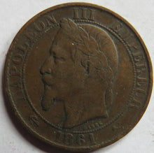 Load image into Gallery viewer, 1861-K France Napoleon III 5 Centimes Coin
