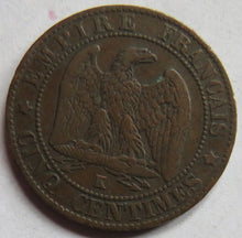 Load image into Gallery viewer, 1861-K France Napoleon III 5 Centimes Coin
