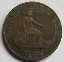 Load image into Gallery viewer, 1870 Spain 5 Centimos Coin
