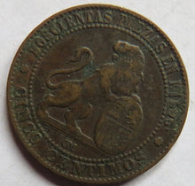 Load image into Gallery viewer, 1870 Spain 5 Centimos Coin
