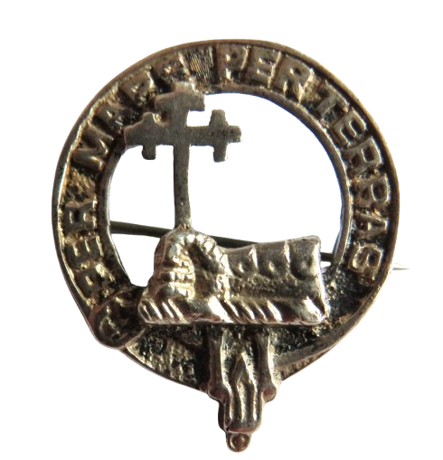 Clan MacDonald Per Mare Per Terras Vintage Sterling Silver Badge