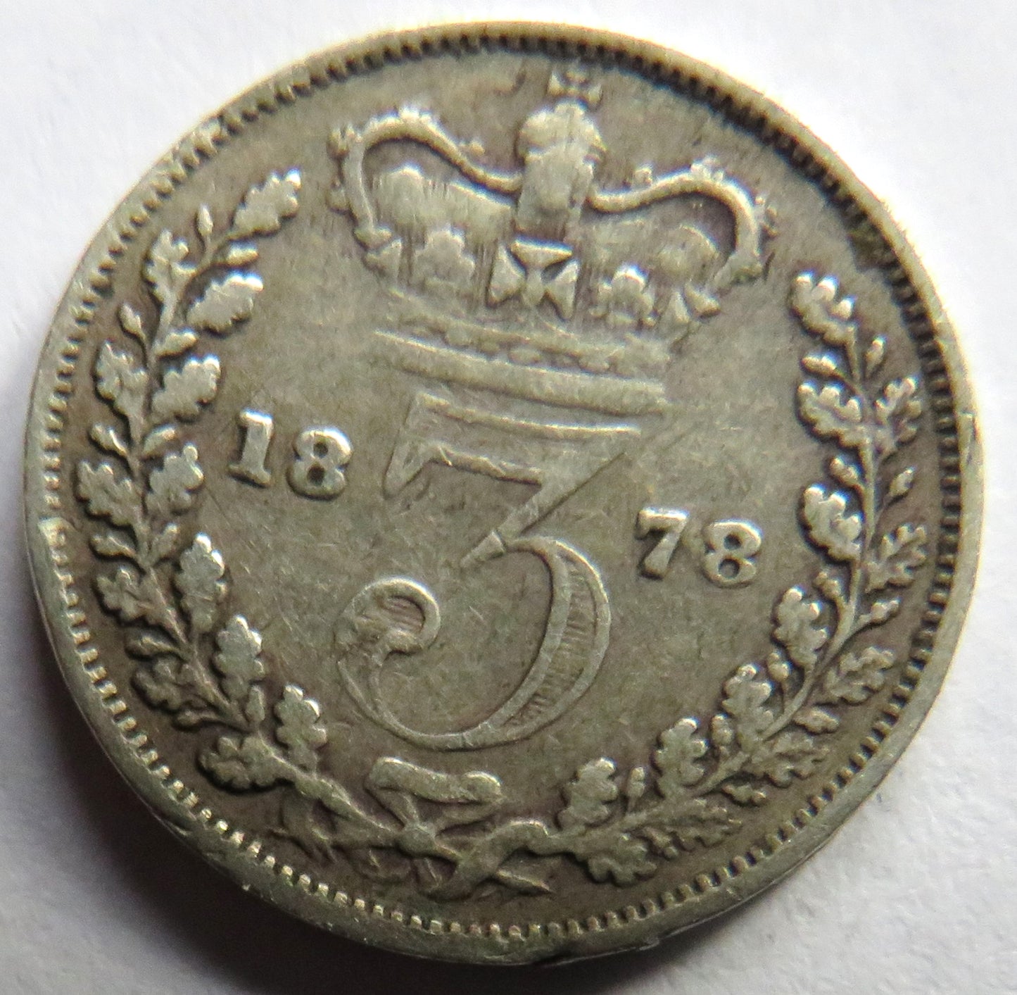 1878 Queen Victoria Young Head Silver Threepence Coin - Great Britain