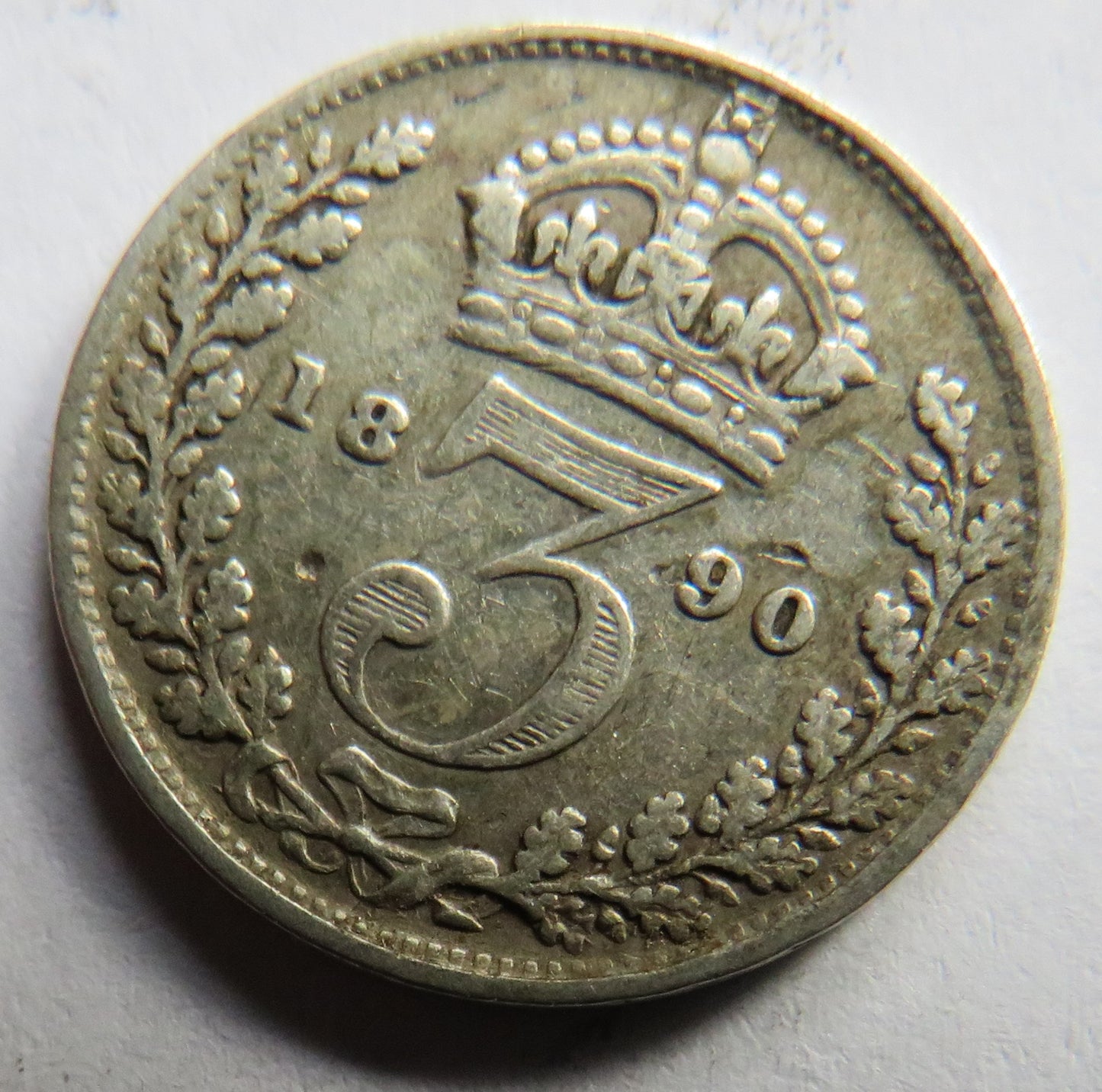 1890 Queen Victoria Jubilee Head Silver Threepence Coin - Great Britain