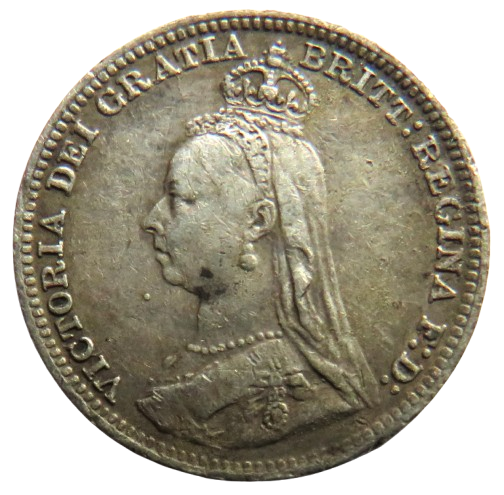 1892 Queen Victoria Jubilee Head Silver Threepence Coin - Great Britain