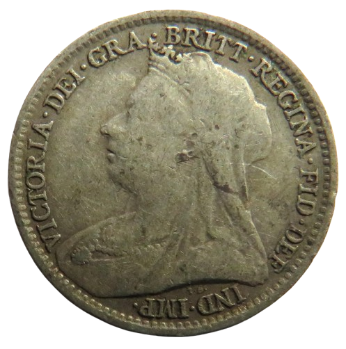 1894 Queen Victoria Silver Threepence Coin - Great Britain