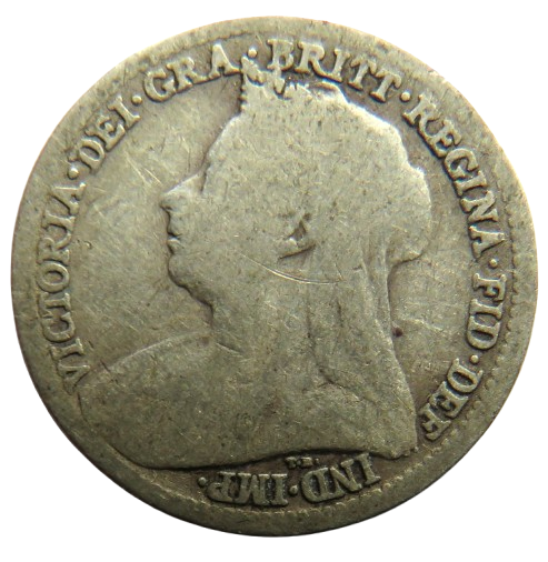 1898 Queen Victoria Silver Threepence Coin - Great Britain
