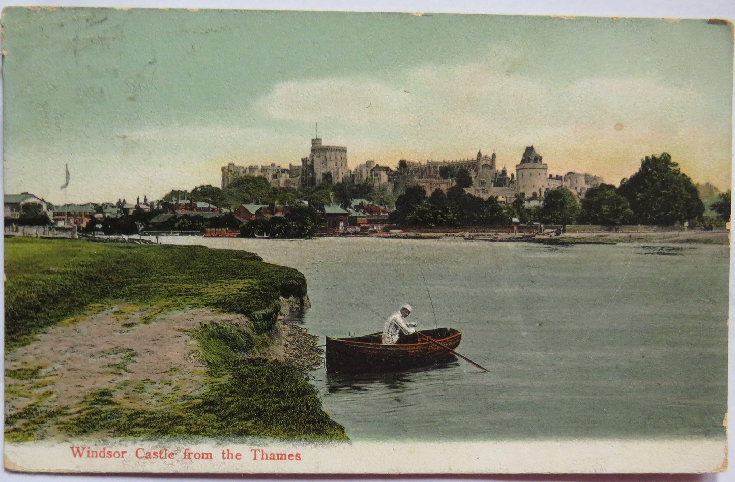 Vintage Postcard of Windsor Castle from the Thames, 1905