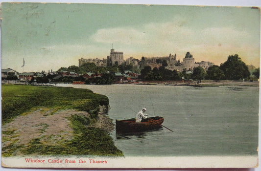Vintage Postcard of Windsor Castle from the Thames, 1905