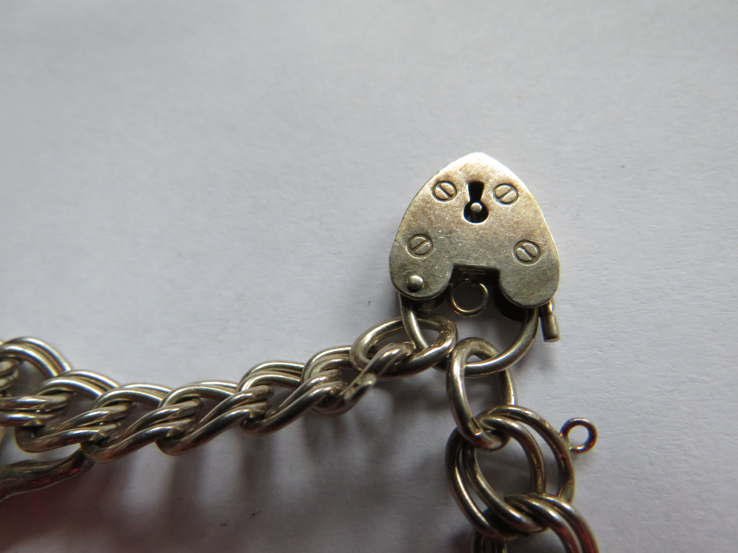 Vintage Ladies Sterling Silver Charm Bracelet With 3 Charms