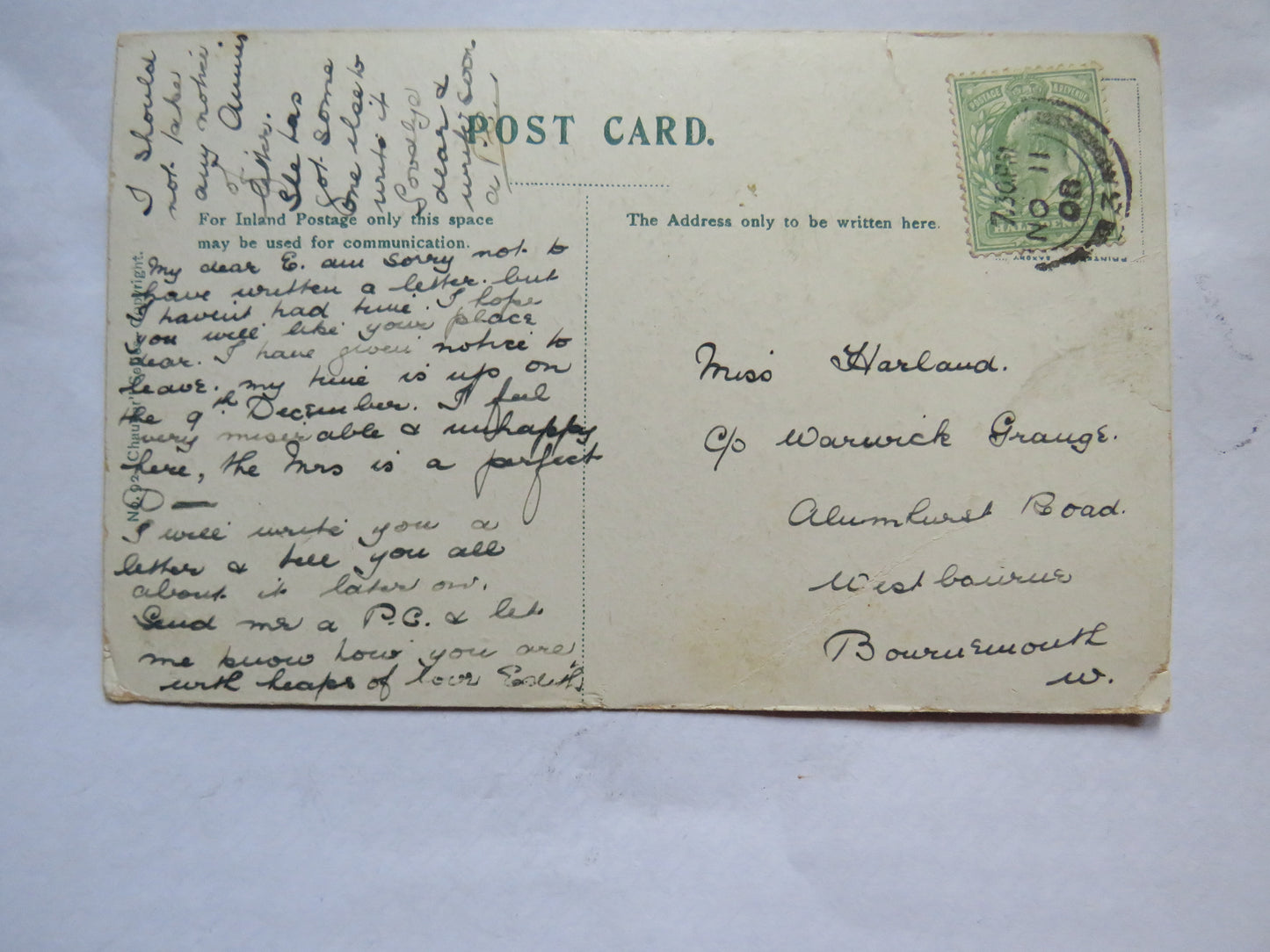 Vintage Postcard of Greetings from  London, 1908