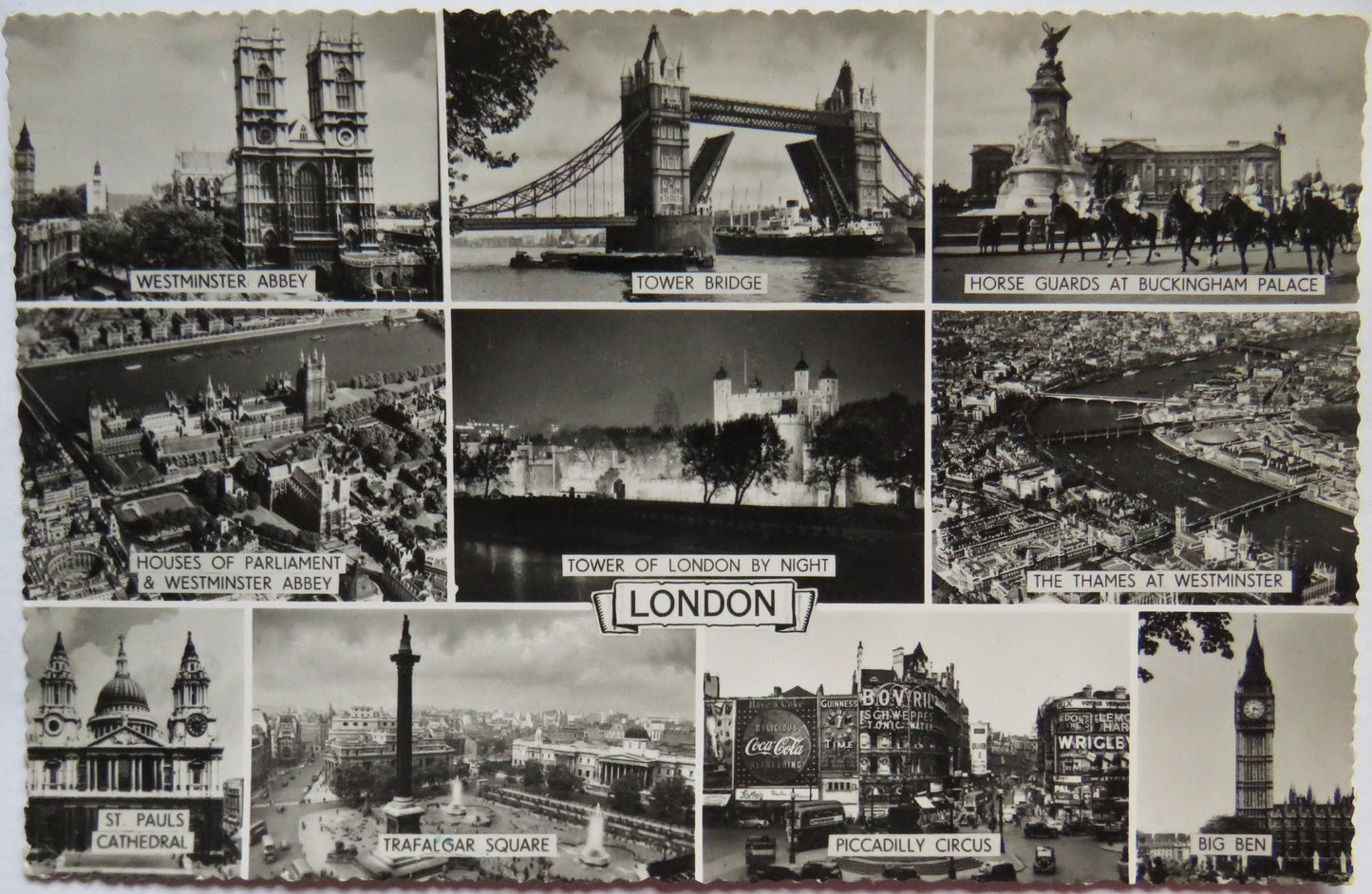 Vintage Multiview Postcard of London, 1960