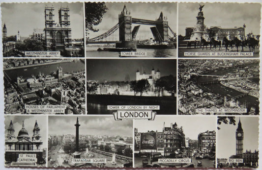 Vintage Multiview Postcard of London, 1960