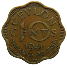 Load image into Gallery viewer, 1944 King George VI Ceylon 10 Cents Coin
