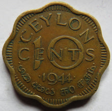 Load image into Gallery viewer, 1944 King George VI Ceylon 10 Cents Coin
