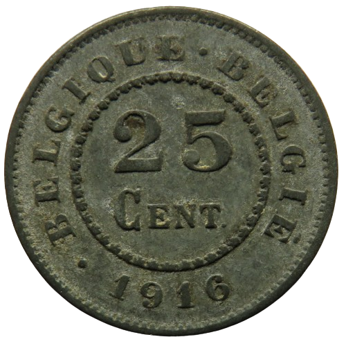 1915 Belgium 25 Centimes Coin