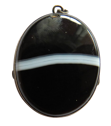 Antique Banded Agate Locket Pendant