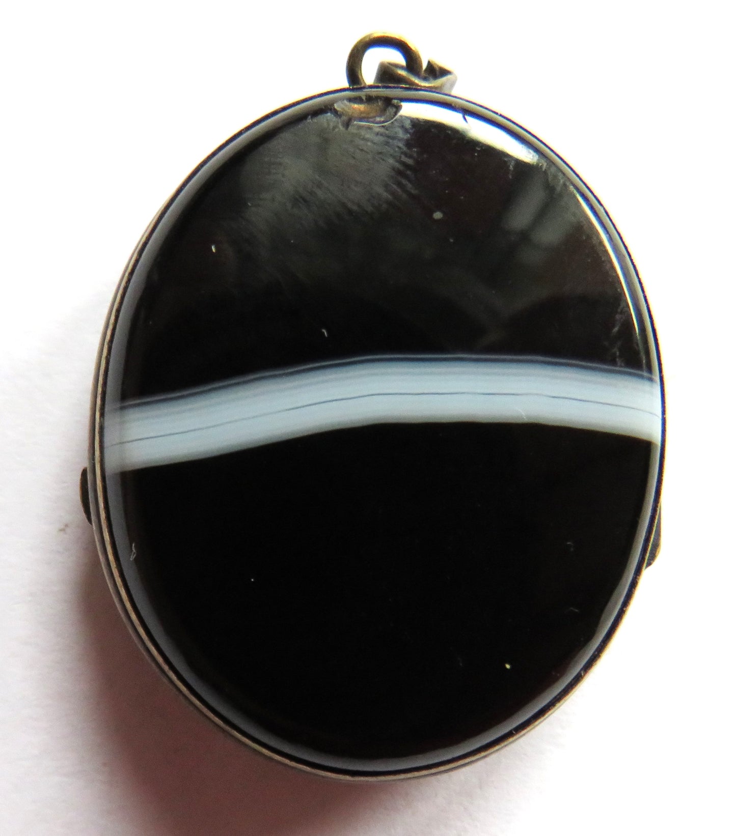 Antique Banded Agate Locket Pendant