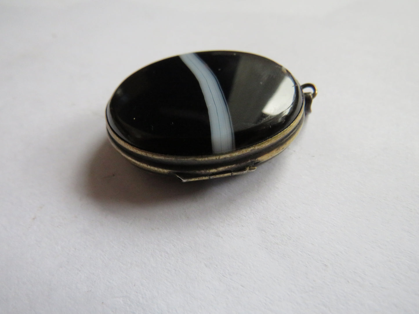 Antique Banded Agate Locket Pendant