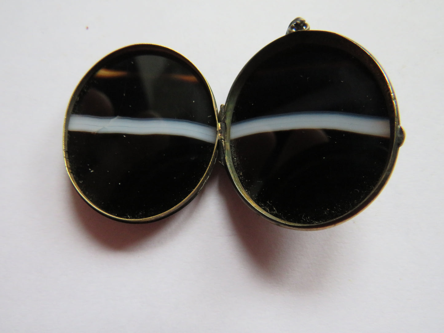 Antique Banded Agate Locket Pendant