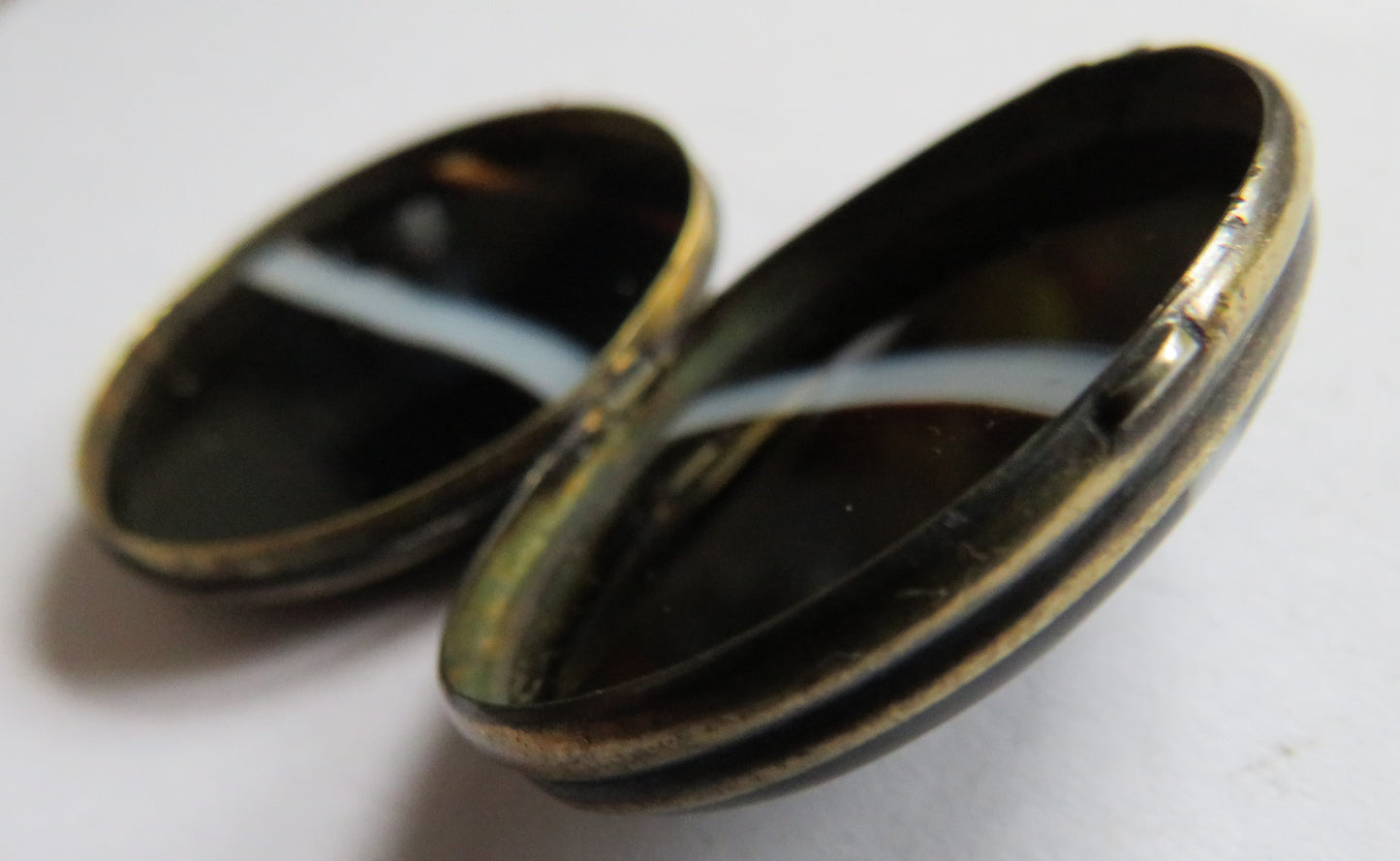 Antique Banded Agate Locket Pendant