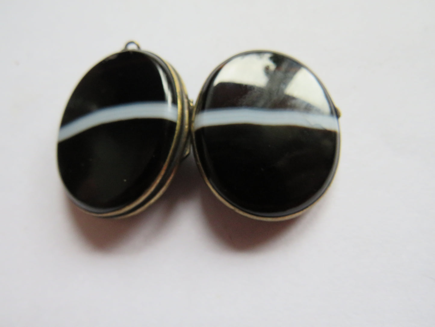 Antique Banded Agate Locket Pendant