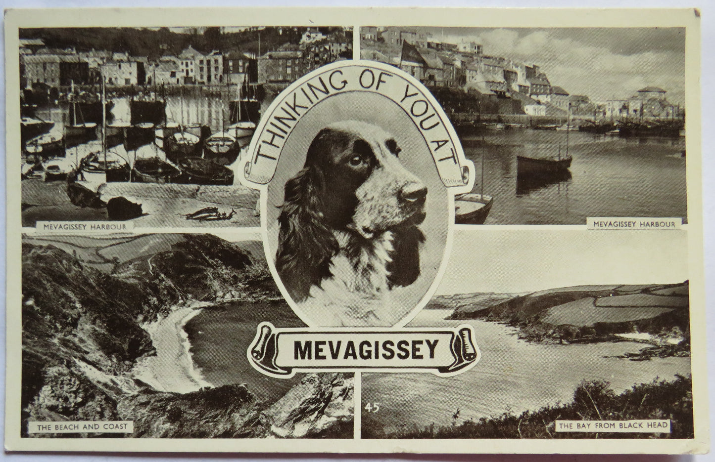 Vintage Postcard of Thinking Of You At Mevagissey, Multiview, 1954