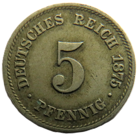 1875-G Germany 5 Pfennig Coin