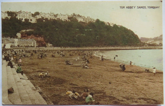 Vintage Postcard of Tor Abbey Sands, Torquay