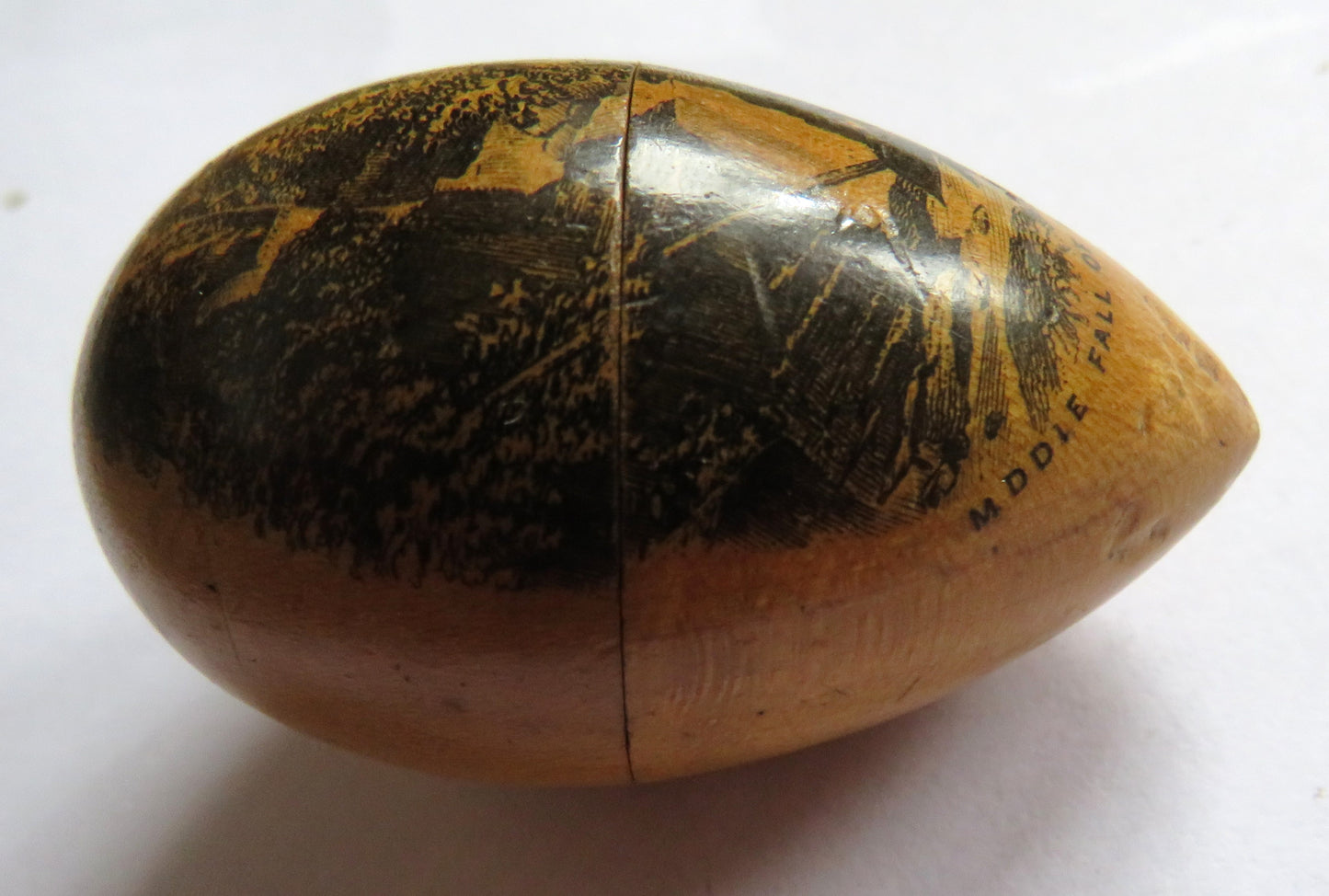 Antique Victorian Mauchline Transfer Ware Thimble Holder "Middle Fall of Moness"