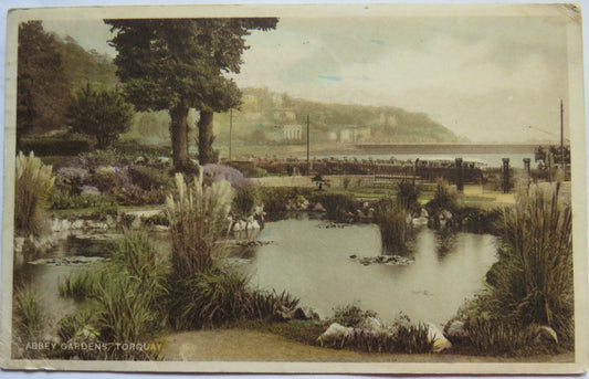 Vintage Postcard of Abbey Gardens, Torquay