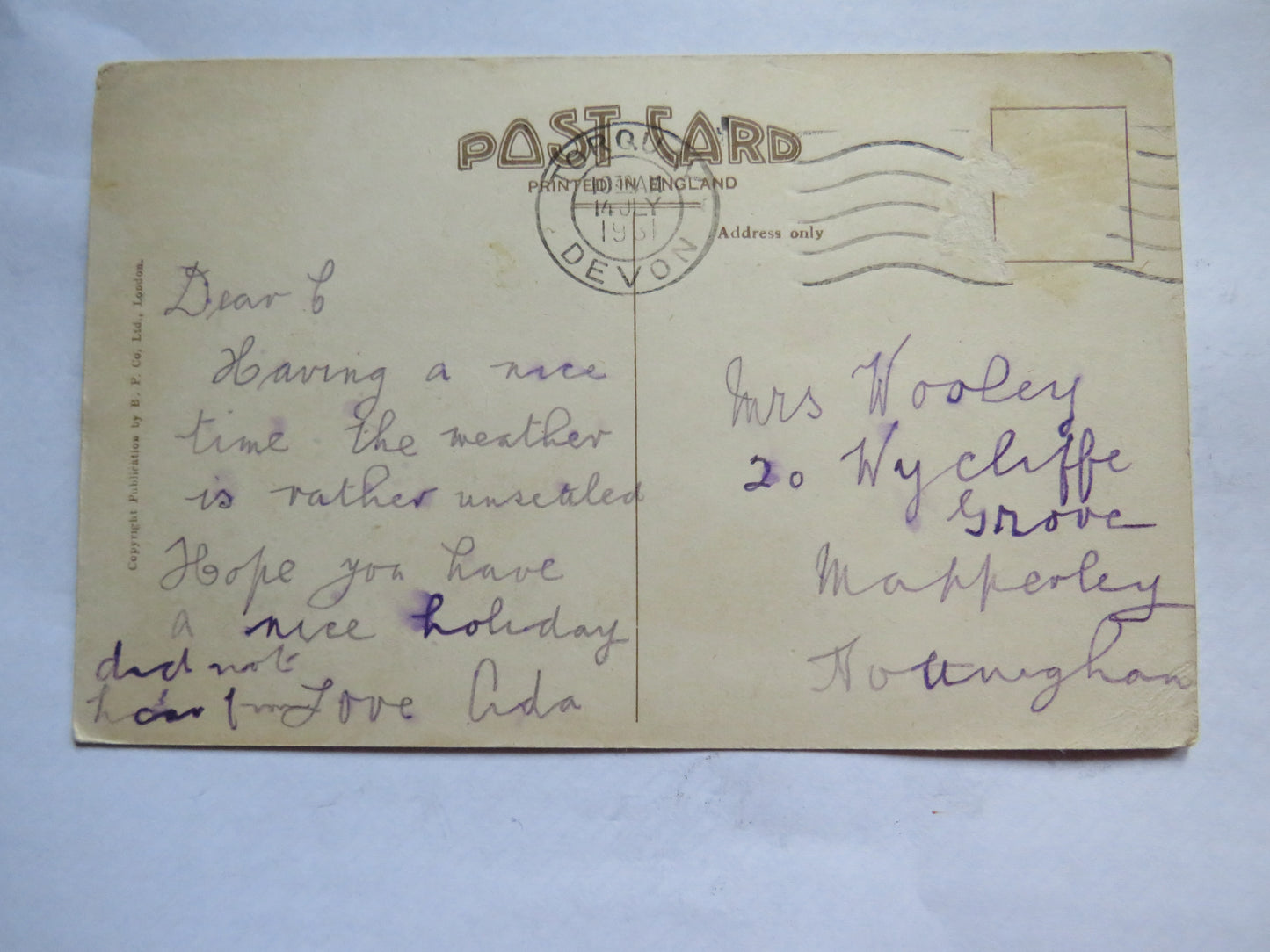 Vintage Postcard of Abbey Gardens, Torquay