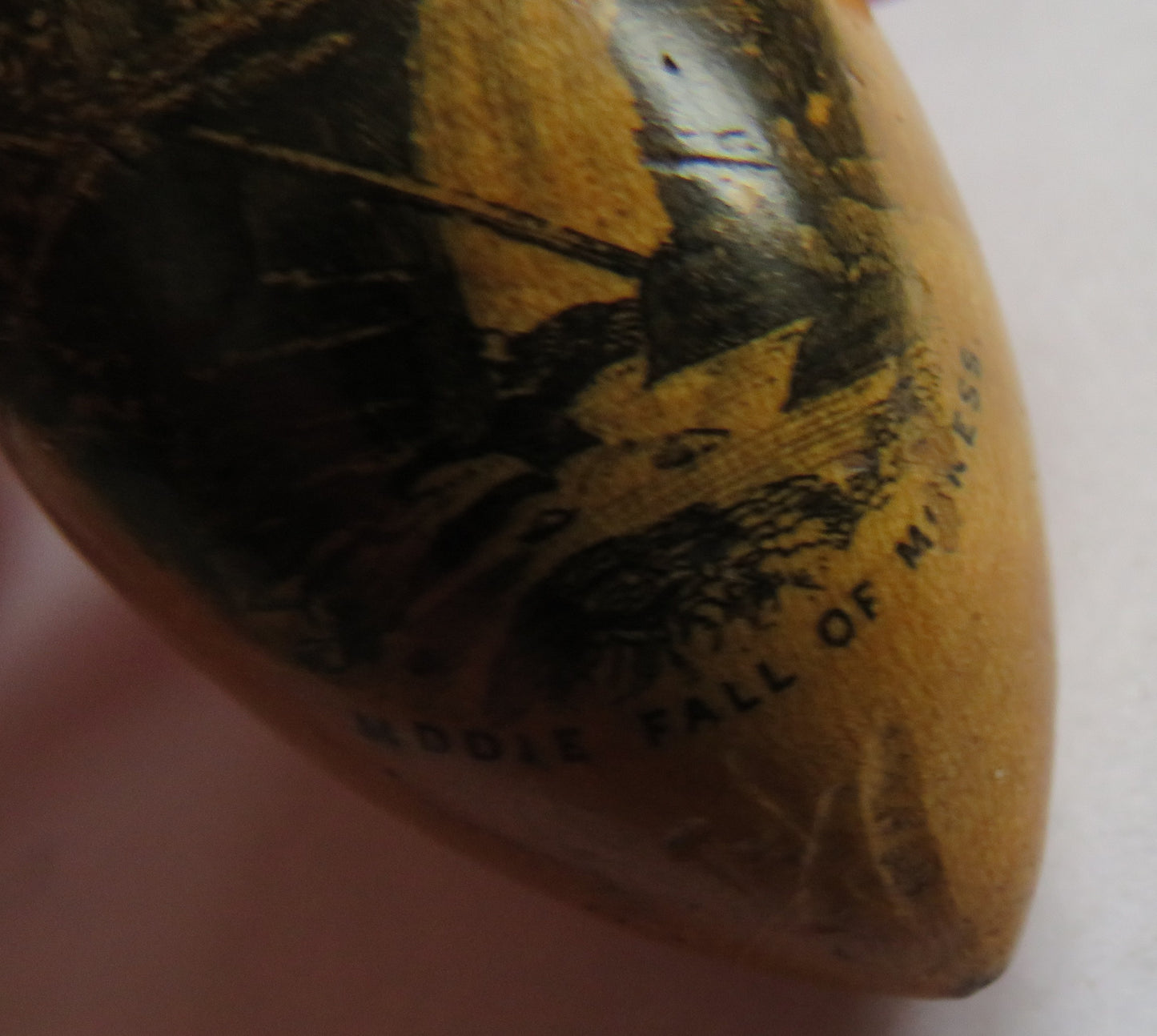 Antique Victorian Mauchline Transfer Ware Thimble Holder "Middle Fall of Moness"