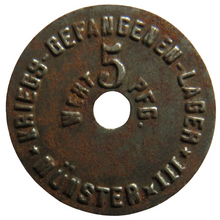 Load image into Gallery viewer, Kriegs-Gefangenen-Lager Munster III 5 Pfennig Token
