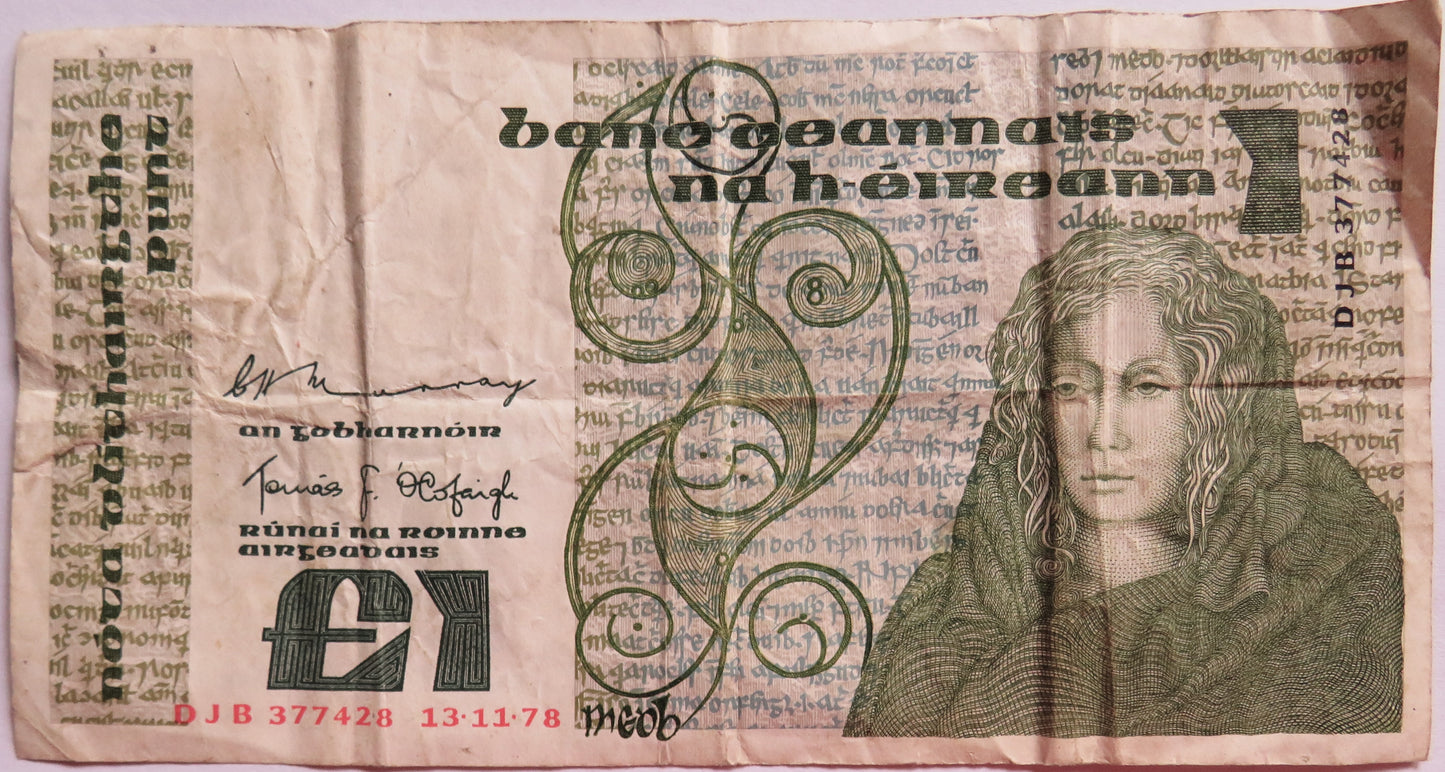 1978 Ireland £1 One Pound Banknote