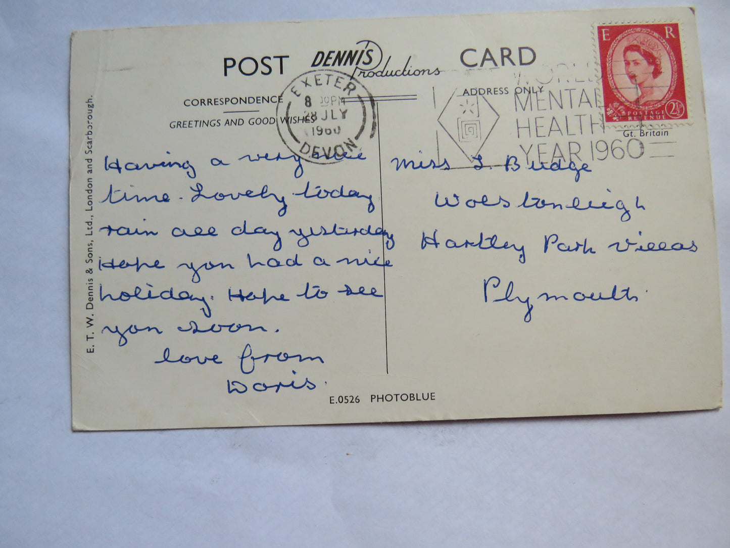 Vintage Postcard of Cathedral Close, Exeter, 1960