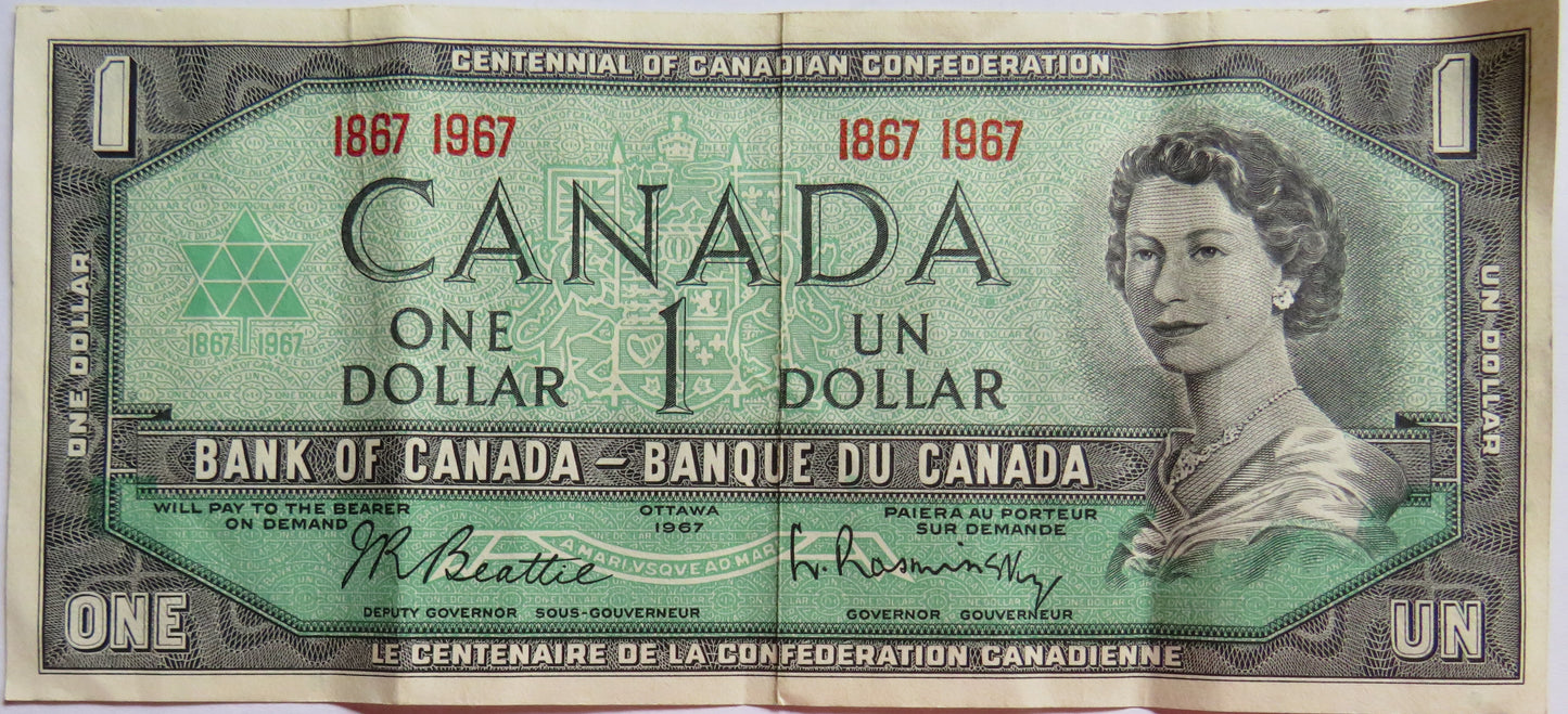 1967 Canada $1 One Dollar Banknote