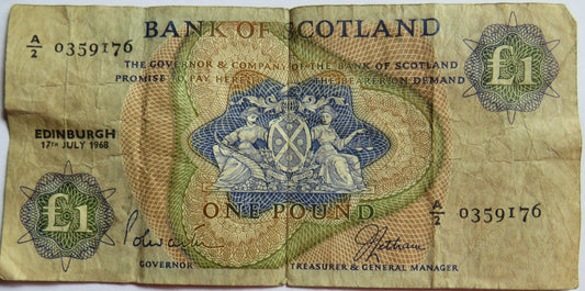 1968 Bank of Scotland £1 Banknote