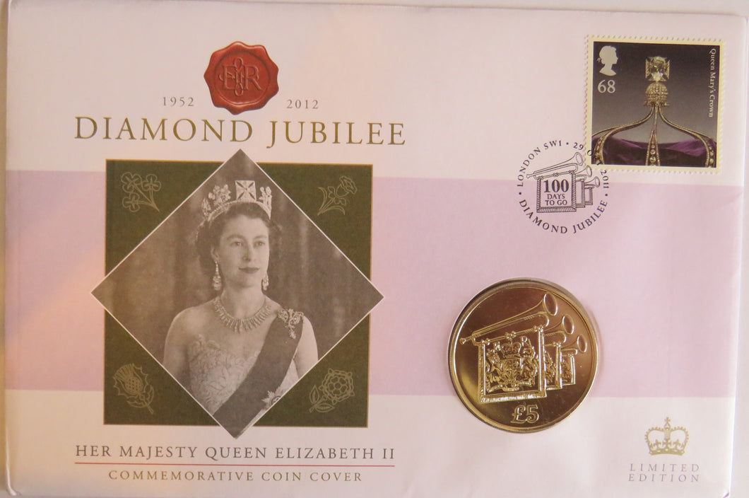 2012 Jersey £5 Coin & Stamp Cover Queen Elizabeth Diamond Jubilee