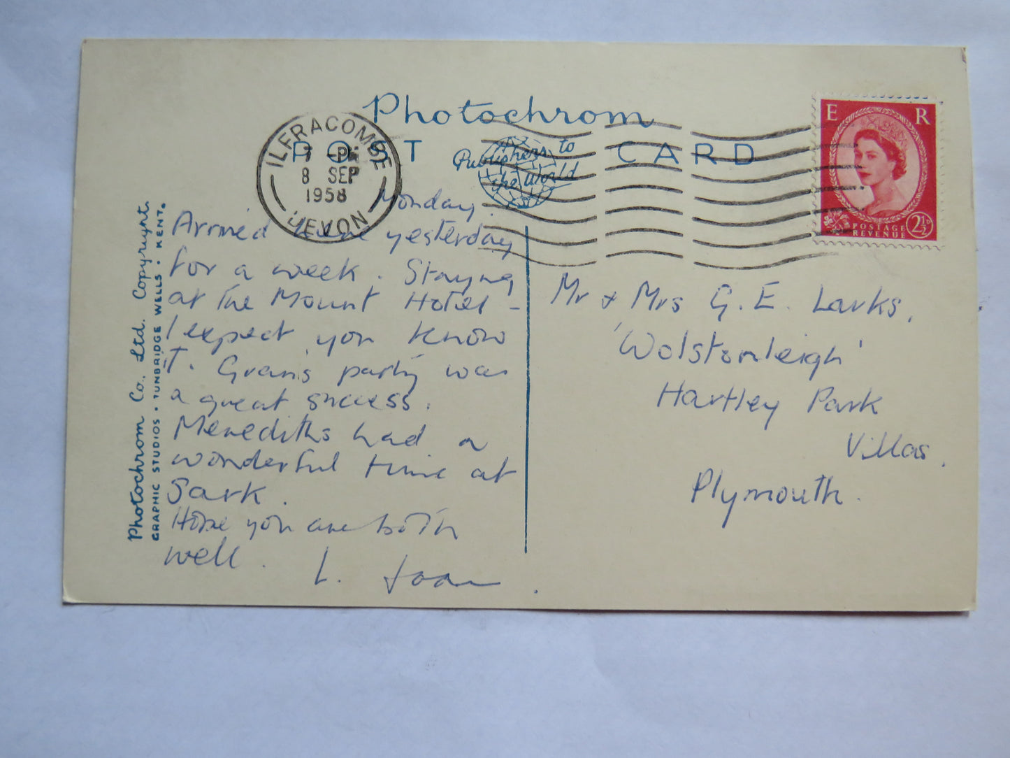 Vintage Postcard of Ilfracombe From Hillsborough, 1958