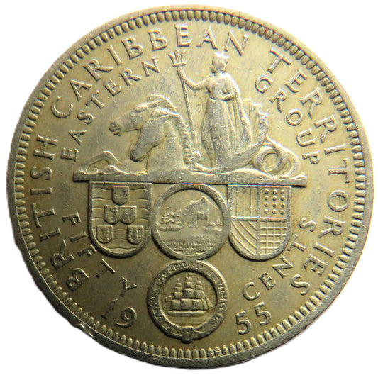 1955 British Caribbean Territory 50 Cents Coin