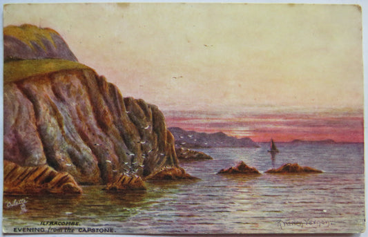 Vintage Postcard of Ilfracombe, Evening from the Capstone, 1905