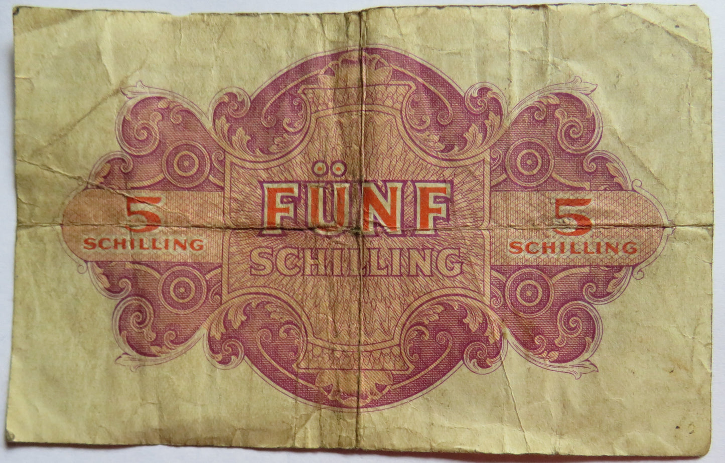 1944 Austria 5 Schilling Banknote WWII Allied Military Issue