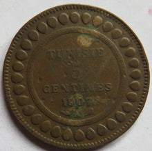 Load image into Gallery viewer, 1907-A Tunisia 5 Centimes Coin
