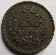 Load image into Gallery viewer, 1855-A Luxembourg 5 Centimes Coin
